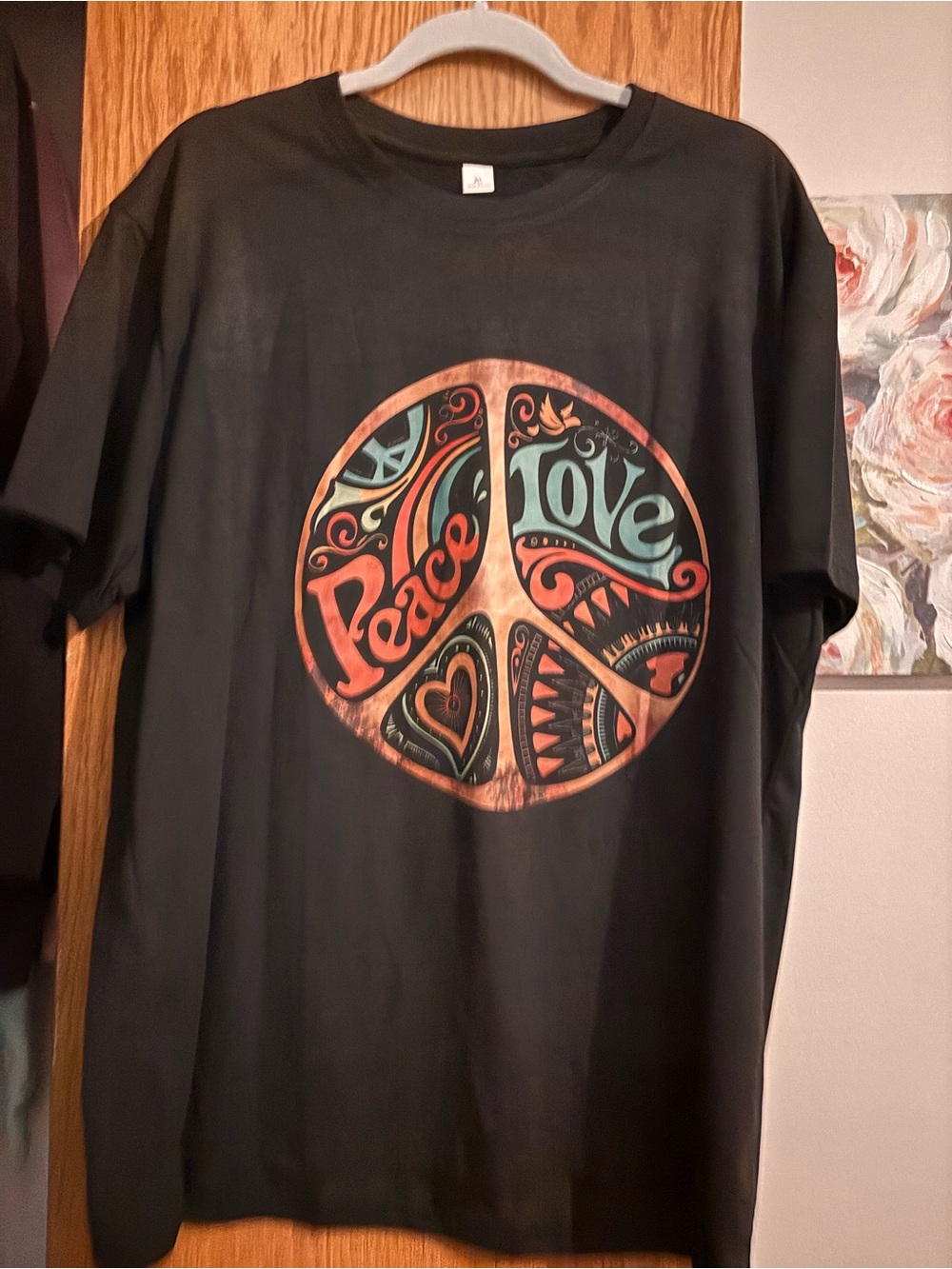 Peace & Love Graphic Tee - Black Size XL